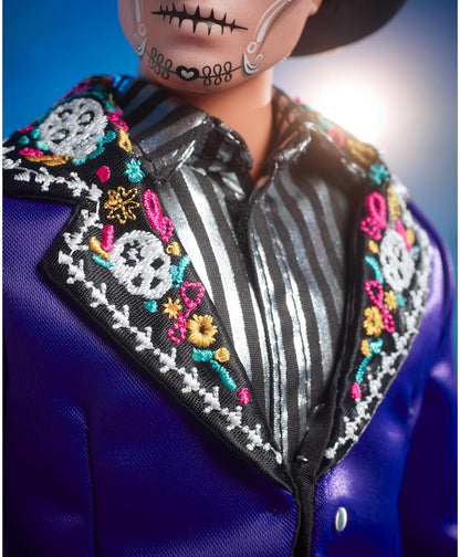 2023 Día De Muertos Ken Doll Wearing Blue Jacket and Black Hat, Barbie Signature Collectible, HJX15