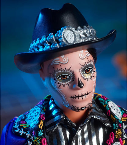 2023 Día De Muertos Ken Doll Wearing Blue Jacket and Black Hat, Barbie Signature Collectible, HJX15