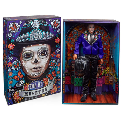 2023 Día De Muertos Ken Doll Wearing Blue Jacket and Black Hat, Barbie Signature Collectible, HJX15