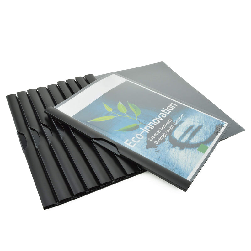 Rapesco 1595 ECO A4 Clip File, Black, Pack of 10