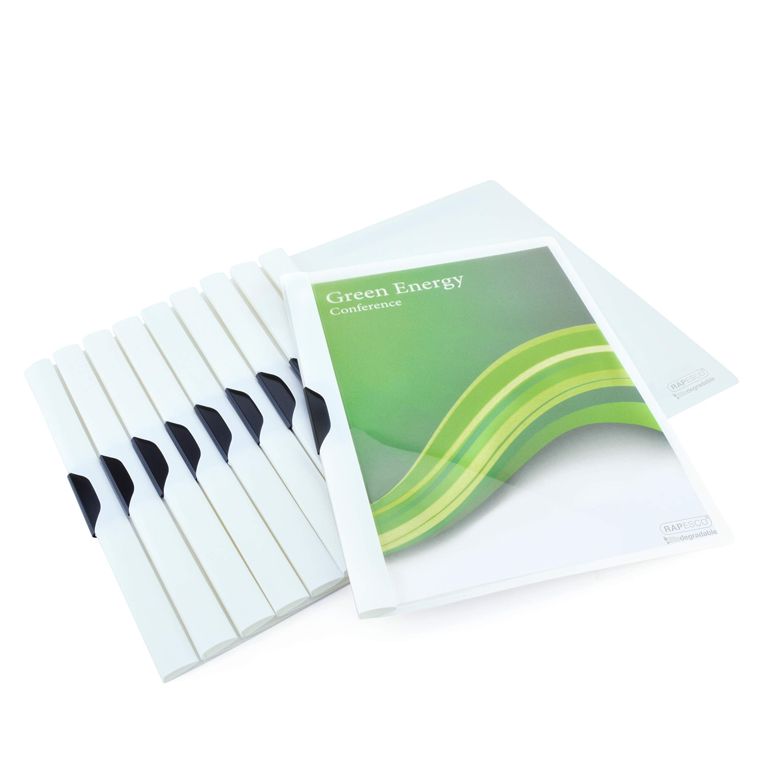 Rapesco 1594 ECO A4 Clip File, White, Pack of 10