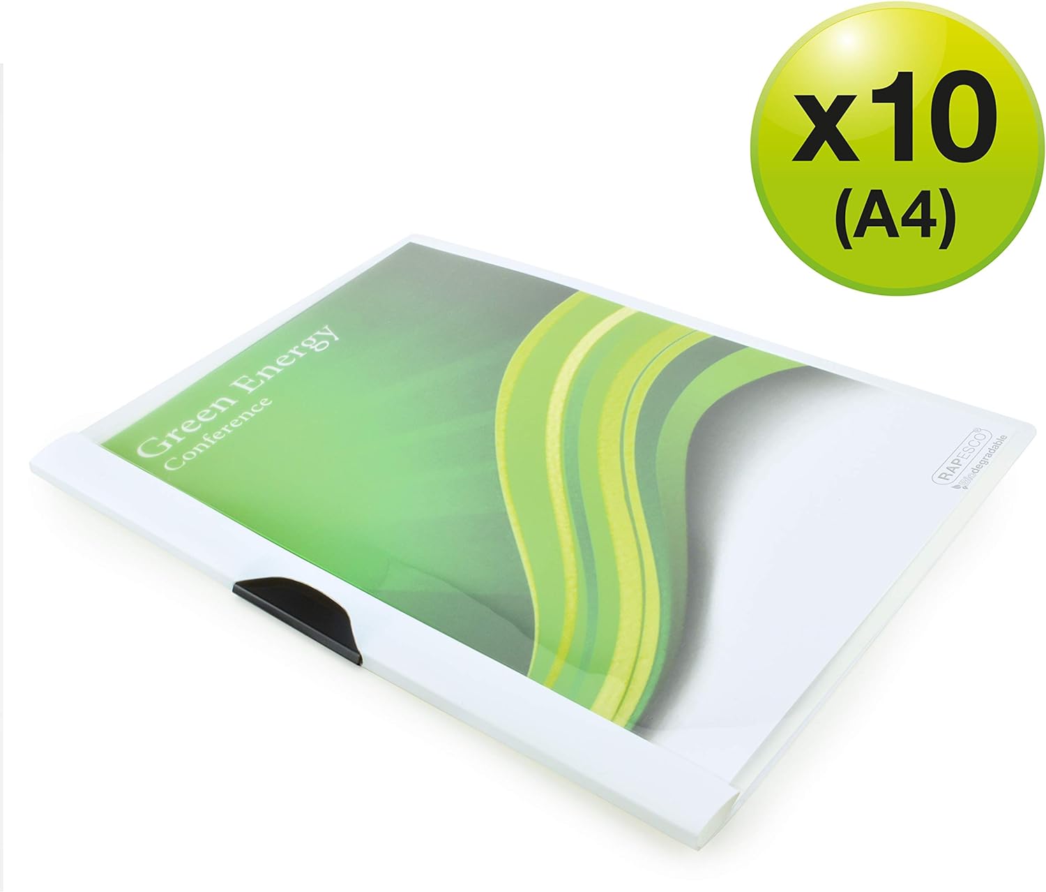 Rapesco 1594 ECO A4 Clip File, White, Pack of 10