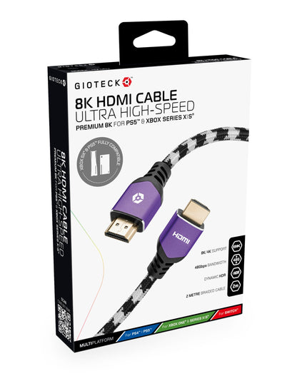 Gioteck Ultra High Speed 8K HDMI Cable for Playstion, Xbox, Nintendo Switch - 48 Gbps Bandwidth, Dynamic HDR
