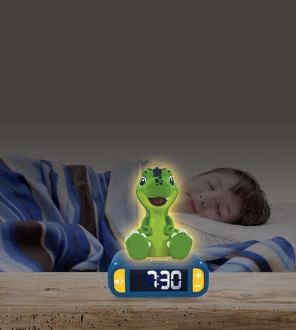 Lexibook RL800DINO Dinosaur Nightlight, Alarm Clock for Boys and Girls, Snooze, Colour Blue/Green,Medium