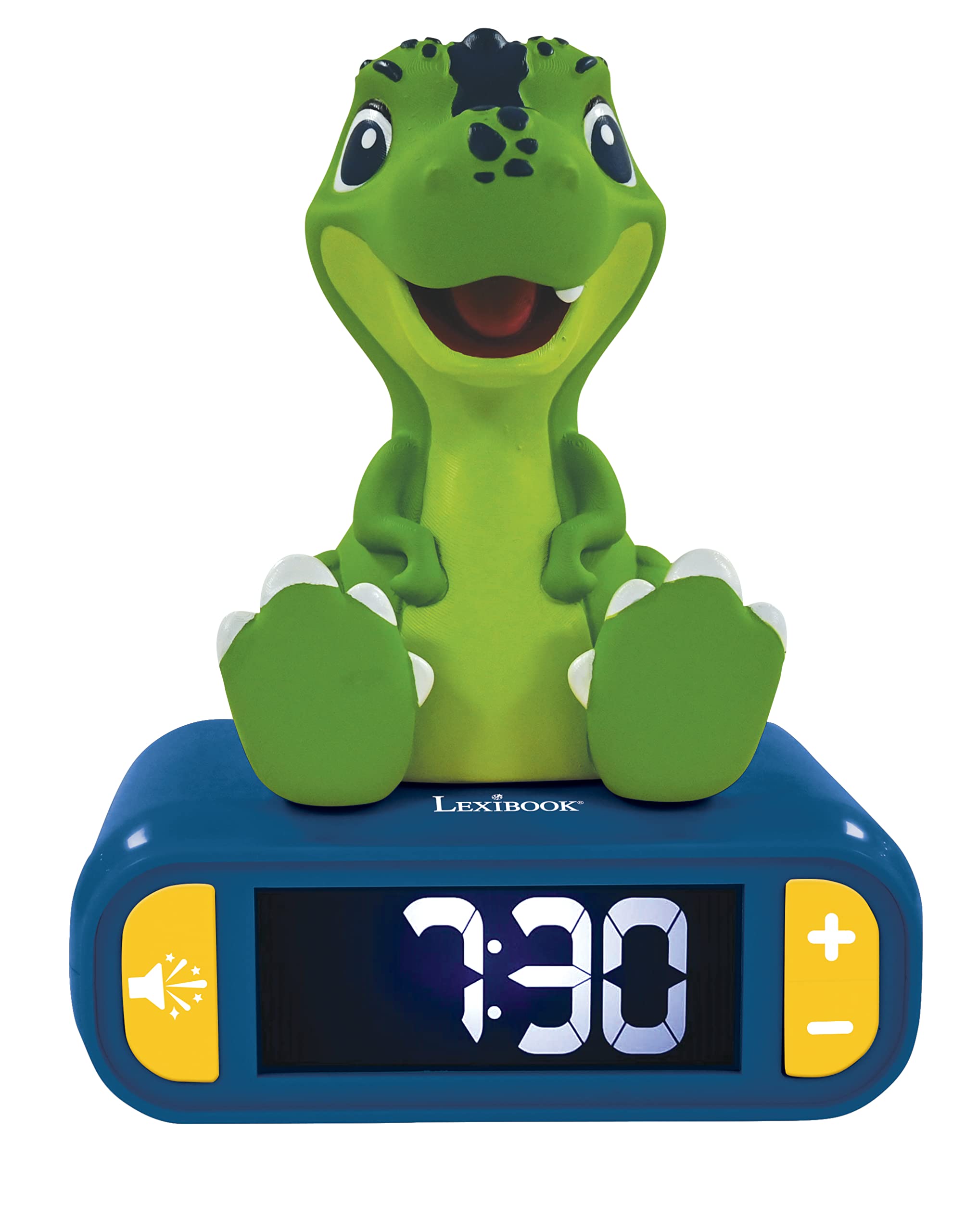 Lexibook RL800DINO Dinosaur Nightlight, Alarm Clock for Boys and Girls, Snooze, Colour Blue/Green,Medium
