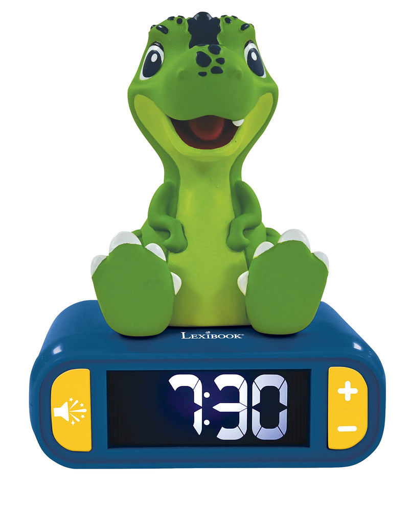 Lexibook RL800DINO Dinosaur Nightlight, Alarm Clock for Boys and Girls, Snooze, Colour Blue/Green,Medium