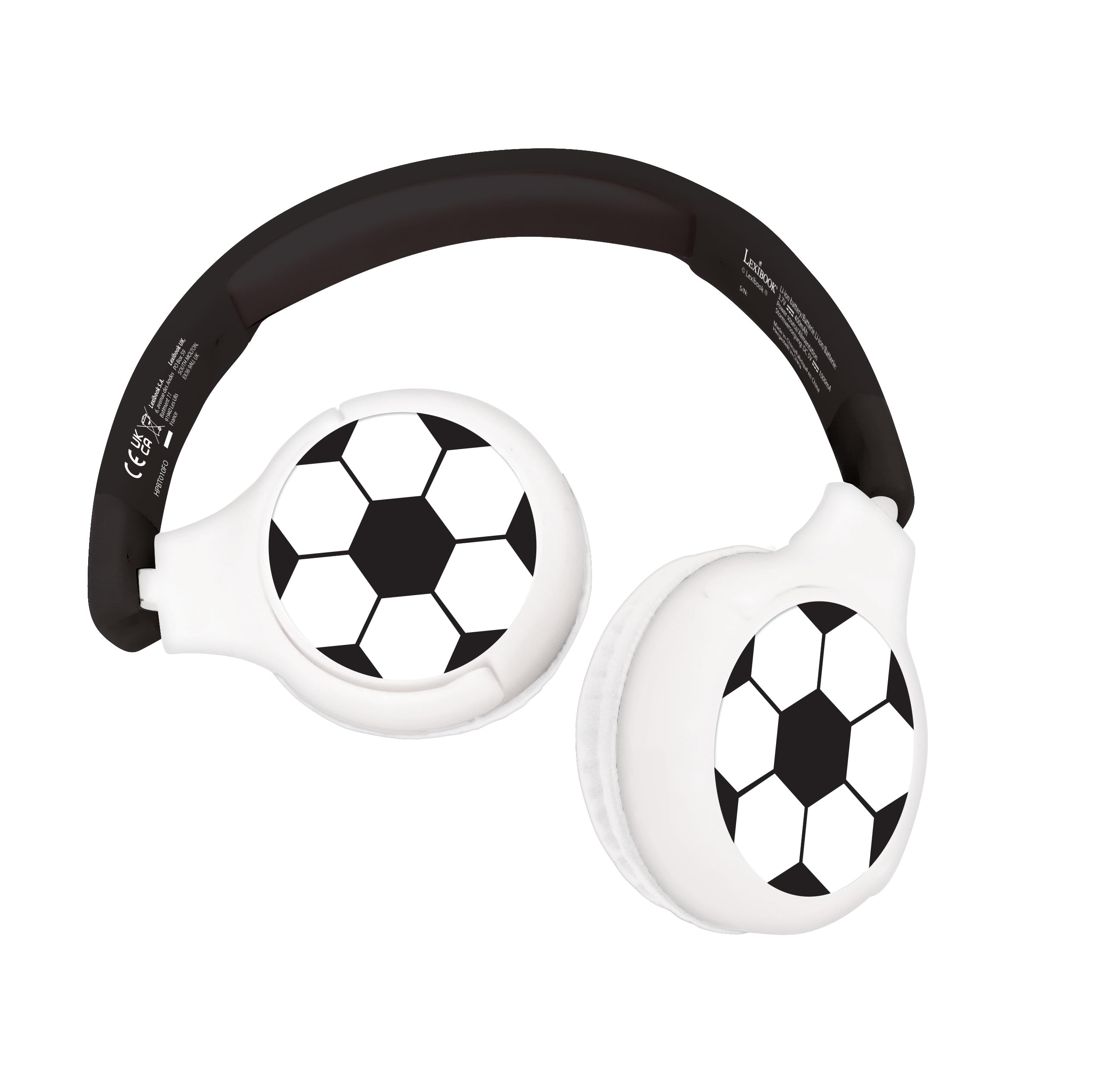 Lexibook - Football - 2-in-1 Bluetooth & Wired Headphones with microphone and control button, Foldable and Adjustable, Long lasting rechargeable battery, HPBT010FO