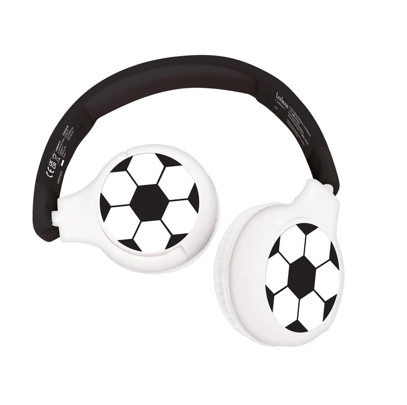 Lexibook - Football - 2-in-1 Bluetooth & Wired Headphones with microphone and control button, Foldable and Adjustable, Long lasting rechargeable battery, HPBT010FO