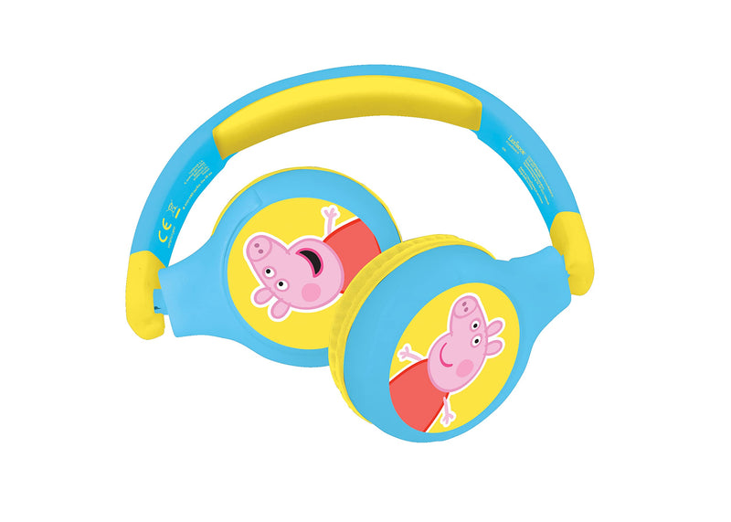 Lexibook Peppa Pig 2-in-1 Bluetooth Headphones Stereo Wireless Wired, Kids Safe, Foldable, Adjustable, Yellow/Blue, HPBT010PP