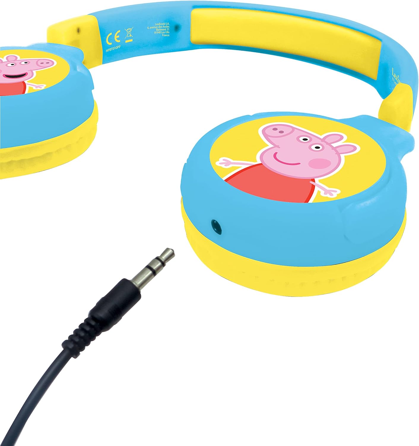 Lexibook Peppa Pig 2-in-1 Bluetooth Headphones Stereo Wireless Wired, Kids Safe, Foldable, Adjustable, Yellow/Blue, HPBT010PP
