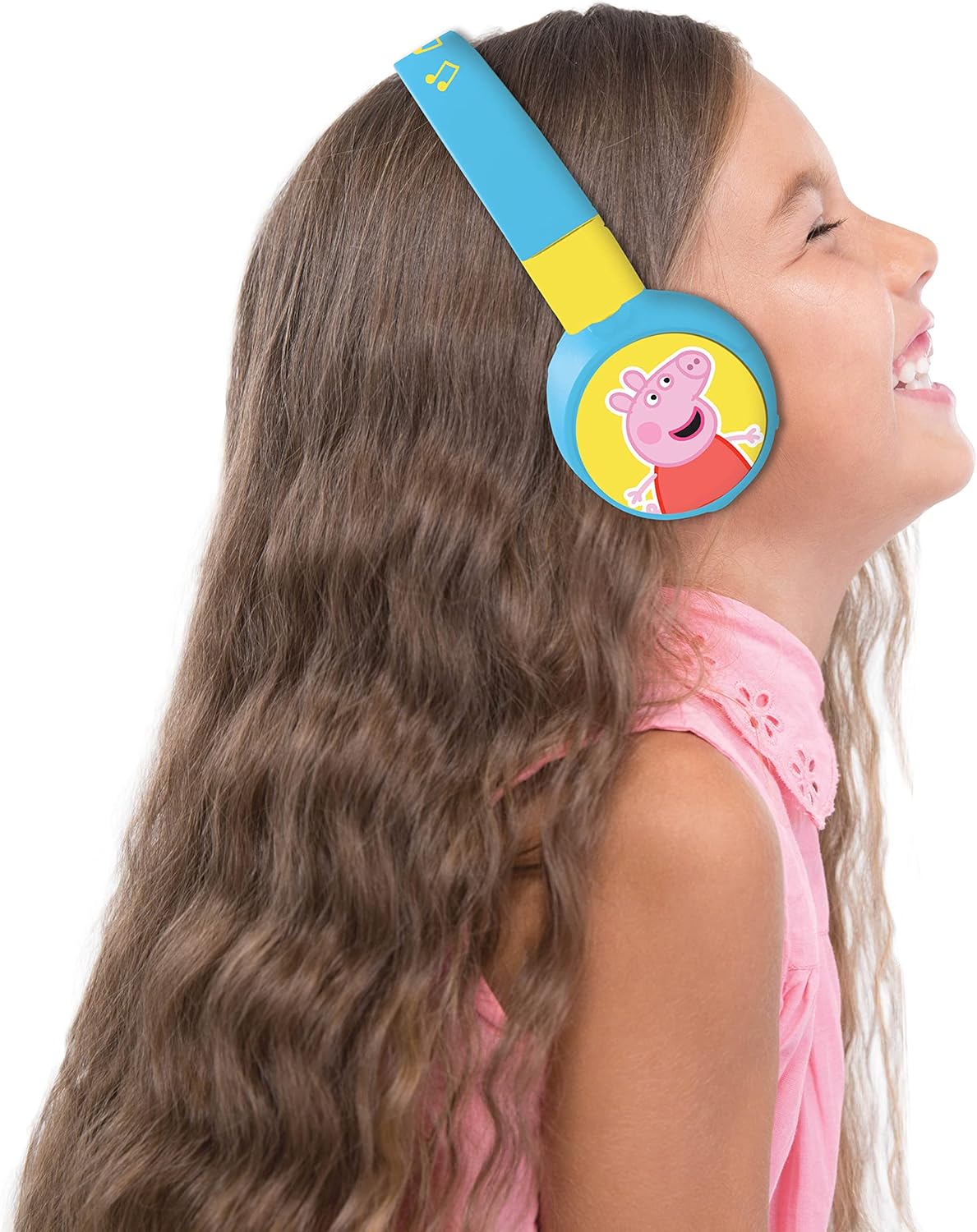 Lexibook Peppa Pig 2-in-1 Bluetooth Headphones Stereo Wireless Wired, Kids Safe, Foldable, Adjustable, Yellow/Blue, HPBT010PP