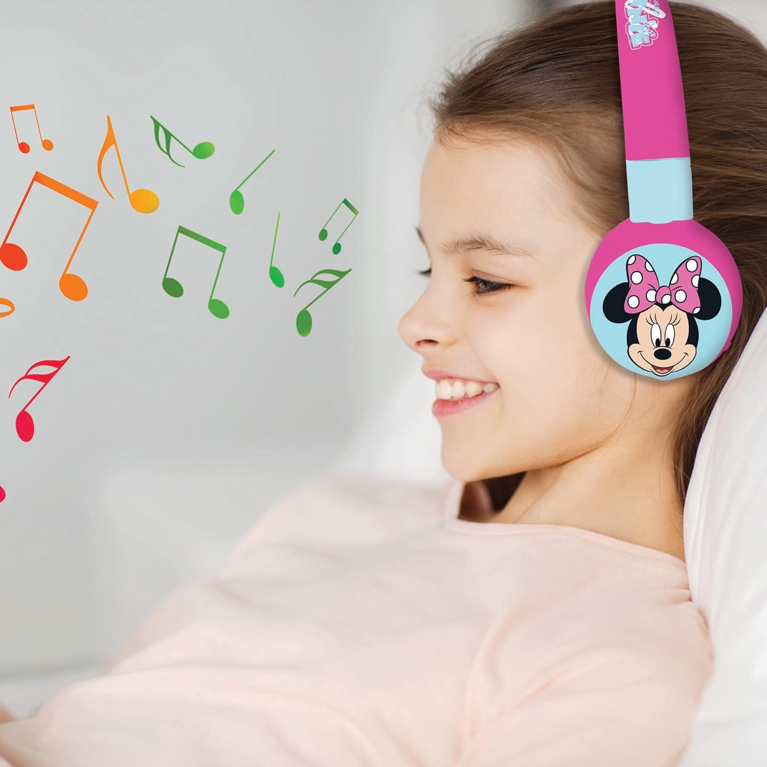 Lexibook Minnie, 2-in-1 Bluetooth Headphones for Kids, Stereo, Wireless, Wired, Kids safe, Foldable, Adjustable, pink/blue, HPBT010MN Disney Minnie