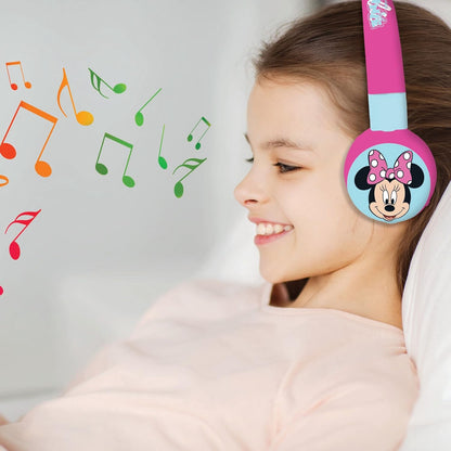 Lexibook Minnie, 2-in-1 Bluetooth Headphones for Kids, Stereo, Wireless, Wired, Kids safe, Foldable, Adjustable, pink/blue, HPBT010MN Disney Minnie