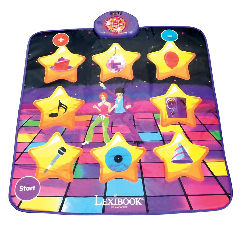 Lexibook, Alfombra electrónica para Pista de Baile, Teclas iluminadas, Altavoz Incorporado, Morado/Amarillo, Color, M (DM10