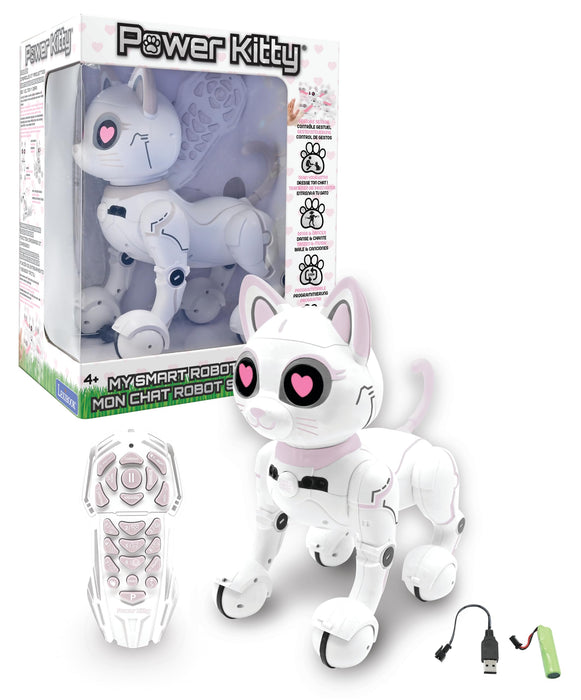 Lexibook - Power Kitty® - Remote Control Robot Cat, Programmable Smart Robot, Light, Sound, White/Pink
