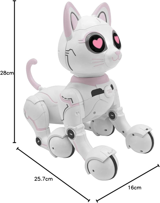 Lexibook - Power Kitty® - Remote Control Robot Cat, Programmable Smart Robot, Light, Sound, White/Pink