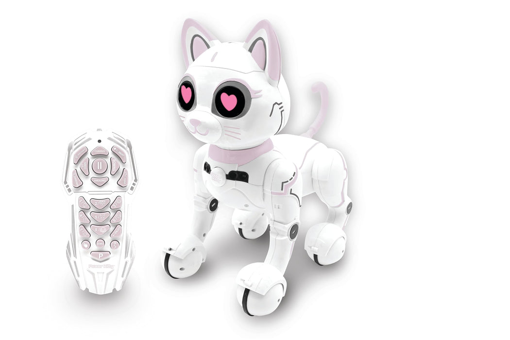 Lexibook - Power Kitty® - Remote Control Robot Cat, Programmable Smart Robot, Light, Sound, White/Pink