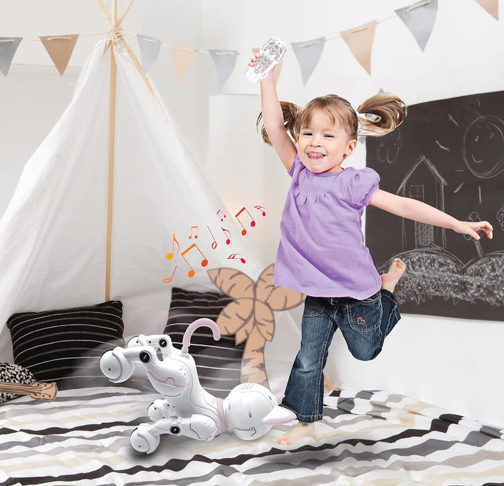 Lexibook - Power Kitty® - Remote Control Robot Cat, Programmable Smart Robot, Light, Sound, White/Pink