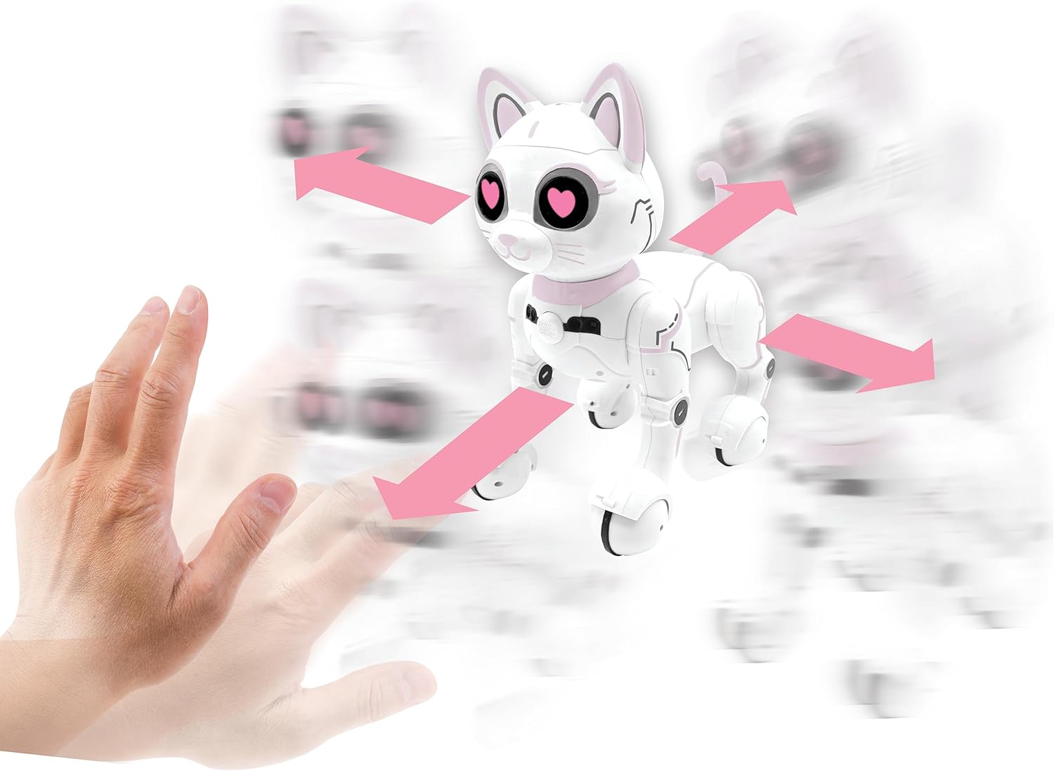 Lexibook - Power Kitty® - Remote Control Robot Cat, Programmable Smart Robot, Light, Sound, White/Pink