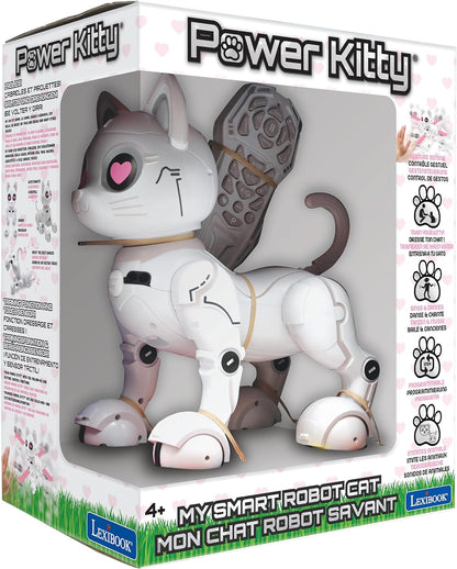 Lexibook - Power Kitty® - Remote Control Robot Cat, Programmable Smart Robot, Light, Sound, White/Pink
