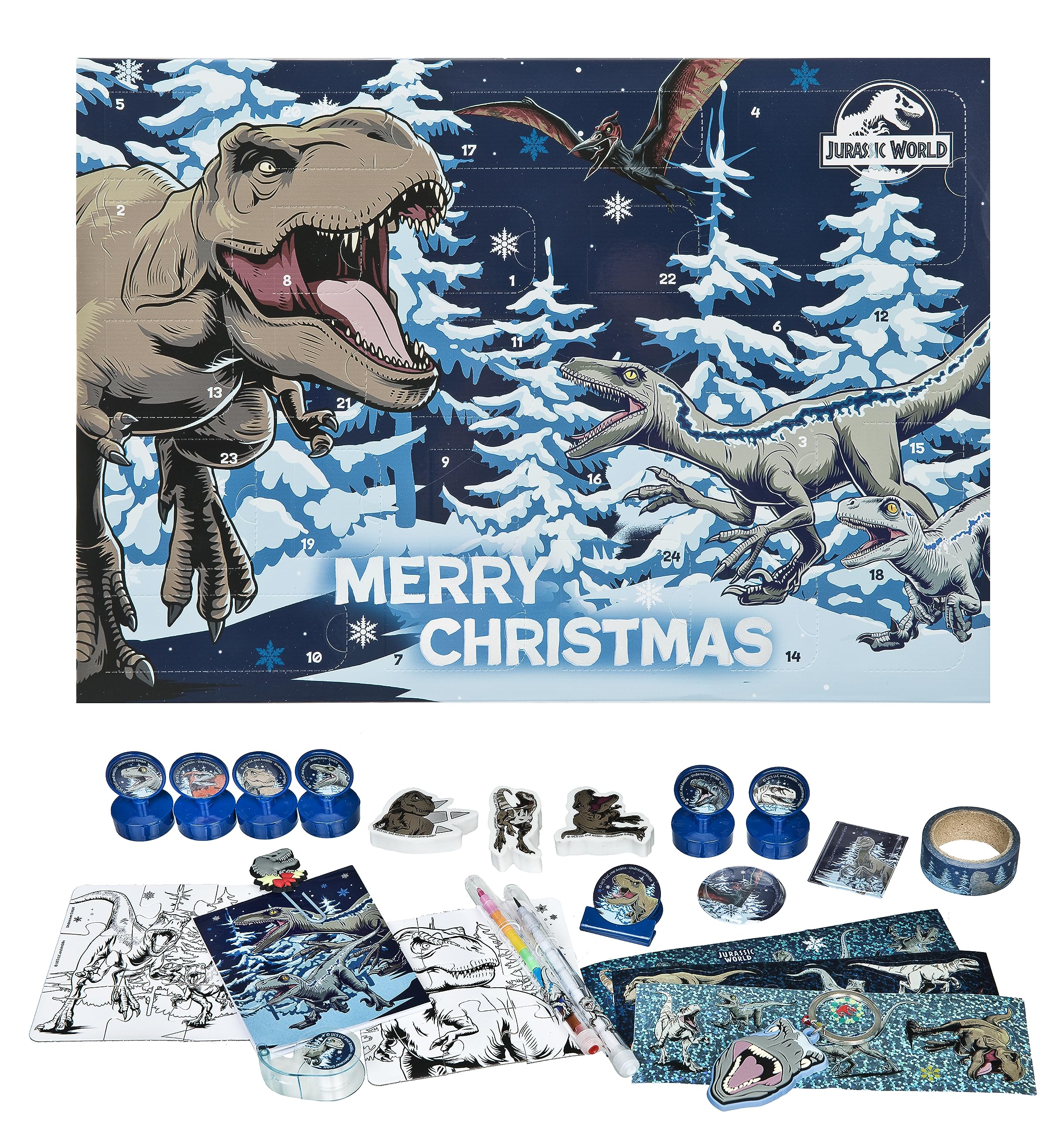 JUWD8025 Undercover Jurassic World Advent Calendar for Children, Multi-Colour, Approx. 45 x 32 x 3 cm