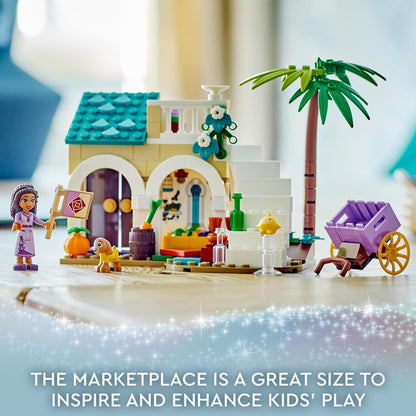LEGO 43223 Disney Wish Asha in der Stadt Rosas, Wish-Film-Set mit Marktplatz, Asha-Minipuppe, Valentino als Spielzeug-Ziege und Stern-Figuren, Geschenk für Kinder ab 6 Jahren, Mädchen und Jungen