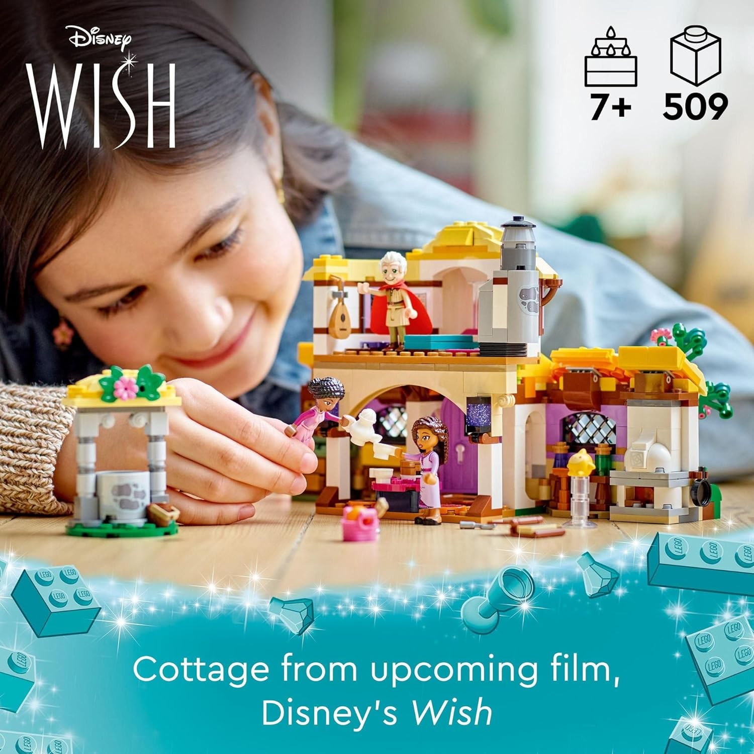 LEGO 43231 Disney Wish Ashas Häuschen Set, öffnendes Spielzeug-Puppenhaus aus dem Wish-Film mit Asha, Sakina und Sabino-Mini-Puppen und Star-Figur, Kinder, Mädchen und Jungen