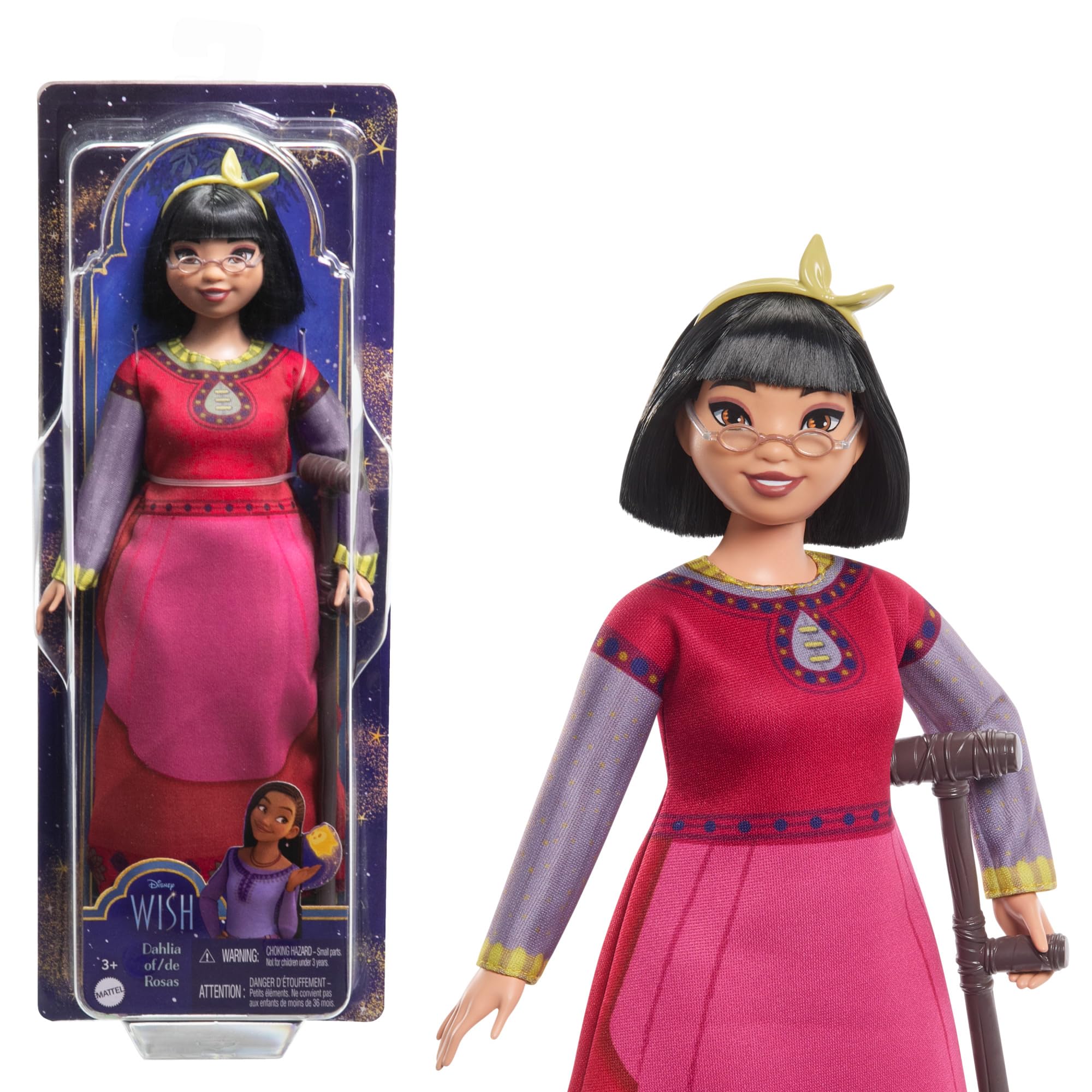 Mattel Disney Wish El Poder de los Deseos, Dahlia Muñeca con vestido rojo y accesorios, inspirado en la película, juguete +3 años (HPX24