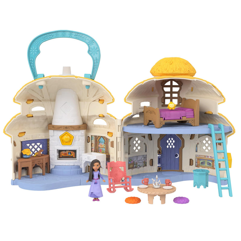 Mattel Disney's Wish Mini Doll & Dollhouse Playset, Asha of Rosas Cottage with Micro Doll, Star Figure & 15+ Furniture & Accessories, Travel Toys, HRH76