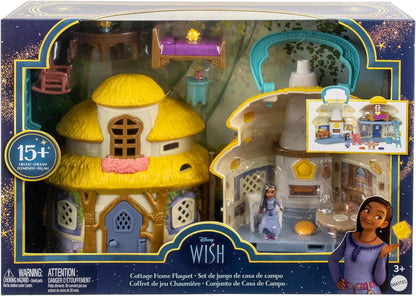 Mattel Disney's Wish Mini Doll & Dollhouse Playset, Asha of Rosas Cottage with Micro Doll, Star Figure & 15+ Furniture & Accessories, Travel Toys, HRH76