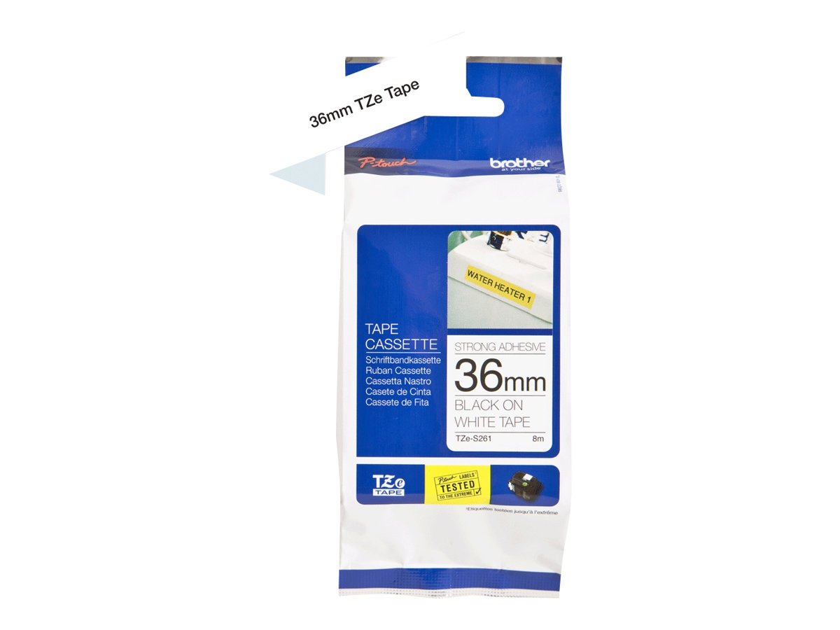 Brother TZe S261 - Laminated extra strength adhesive tape - black on white - Roll (3.6 cm x 8 m) - 1 roll(s