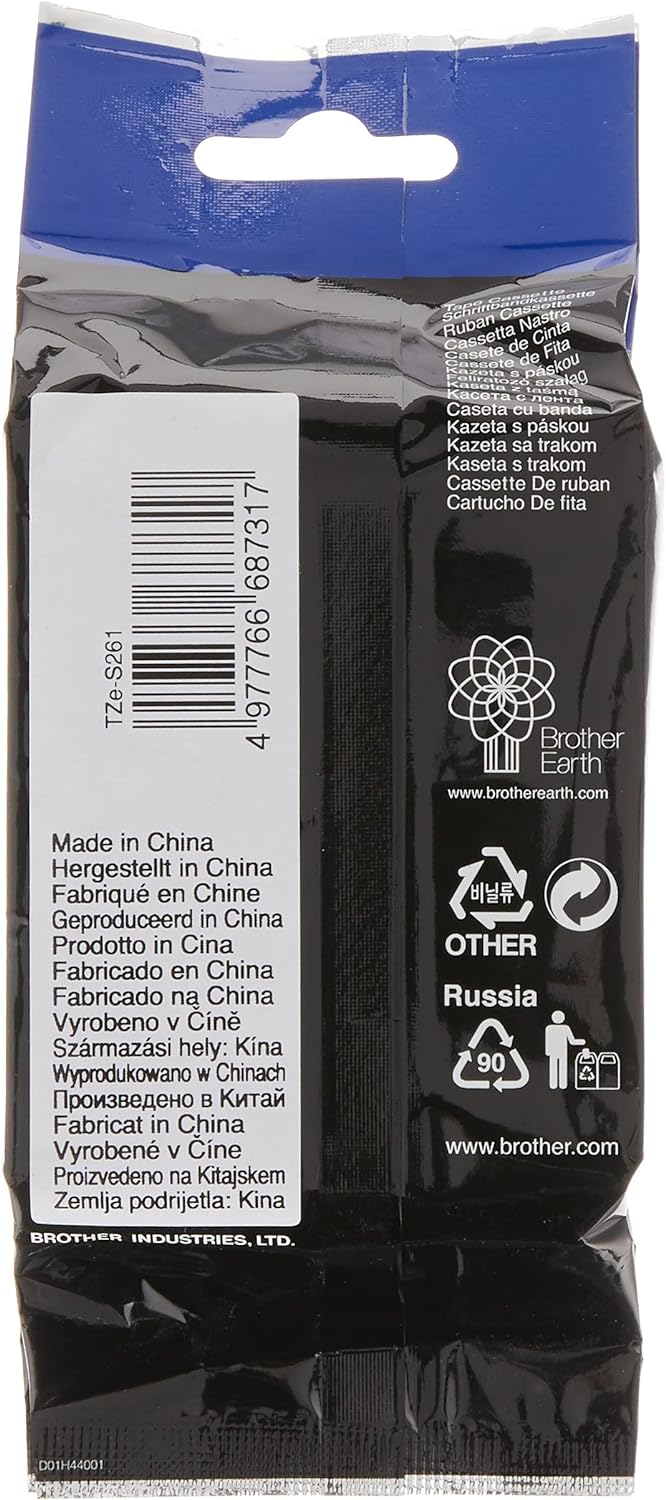 Brother TZe S261 - Laminated extra strength adhesive tape - black on white - Roll (3.6 cm x 8 m) - 1 roll(s