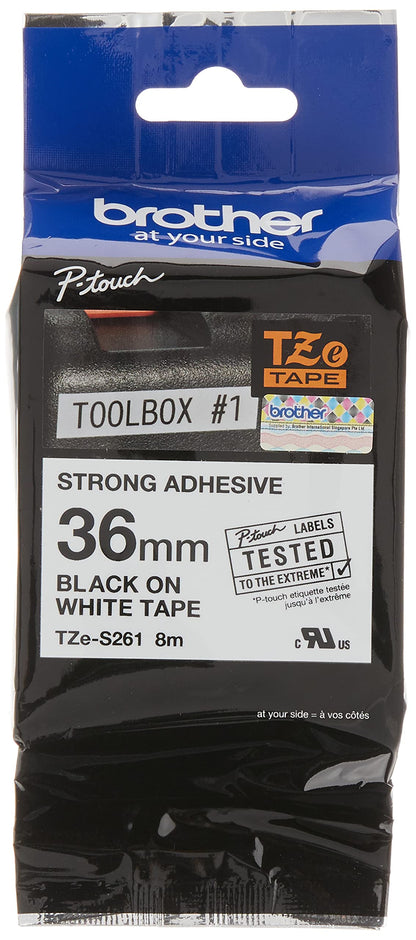 Brother TZe S261 - Laminated extra strength adhesive tape - black on white - Roll (3.6 cm x 8 m) - 1 roll(s