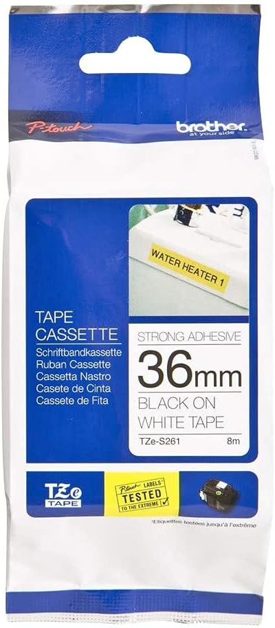 Brother TZe S261 - Laminated extra strength adhesive tape - black on white - Roll (3.6 cm x 8 m) - 1 roll(s