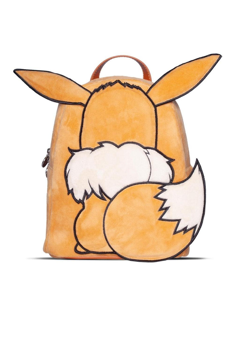Pokémon Eevee Mini Leisure Backpack Backpack New Collection 3D Ears with Premium Embroidered Patch and Plush Tail, brown