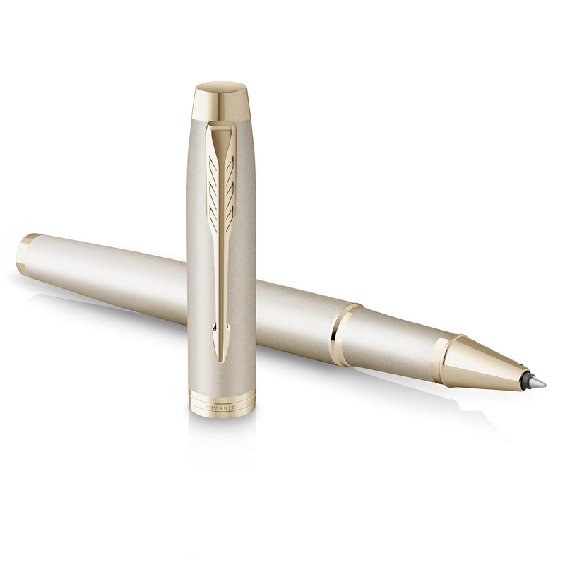 PARKER IM Monochrome Rollerball Pen | Champagne Finish and Trims | Fine Point | Black Ink | Gift Box