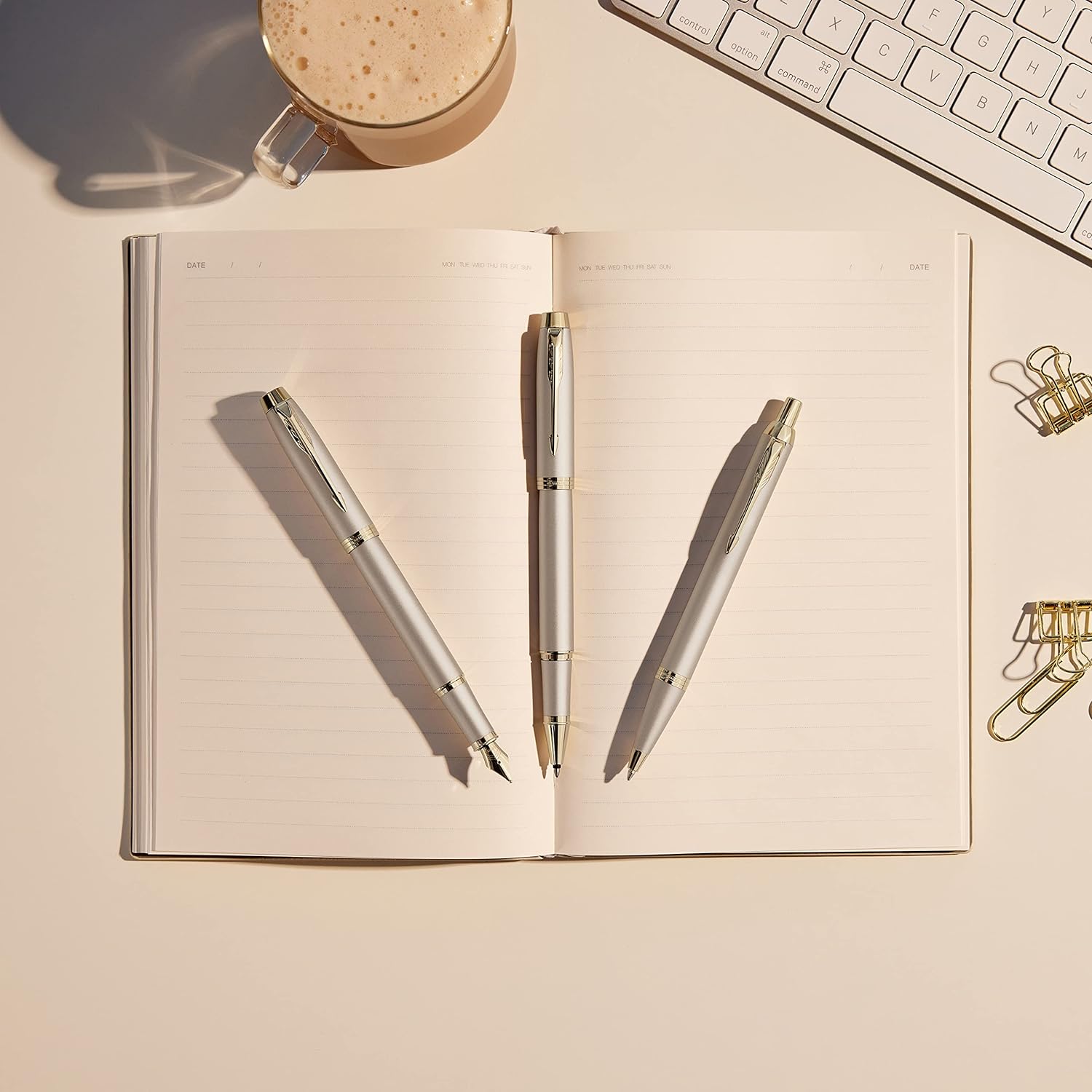 PARKER IM Monochrome Rollerball Pen | Champagne Finish and Trims | Fine Point | Black Ink | Gift Box