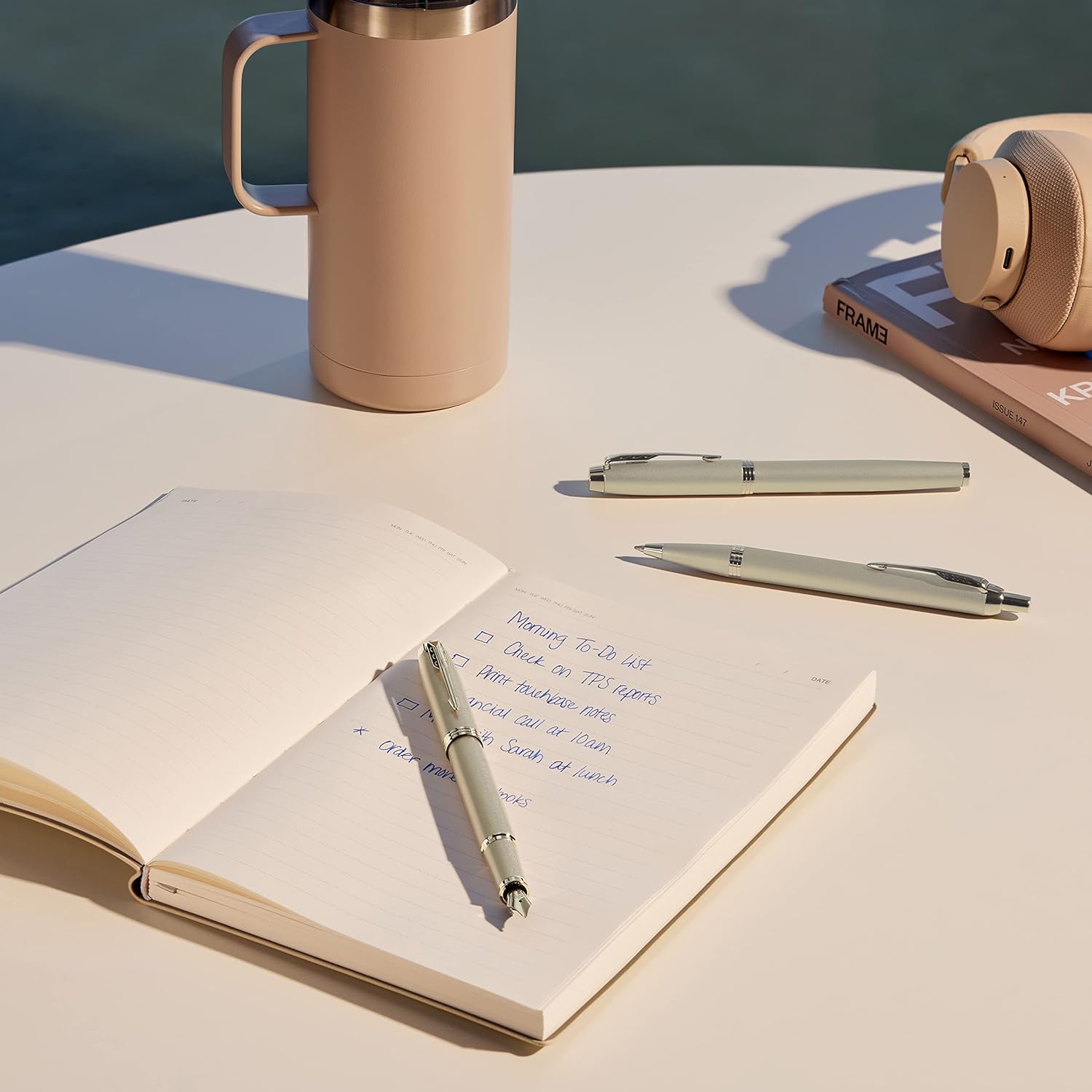 PARKER IM Monochrome Ballpoint Pen | Champagne Finish and Trims | Medium Point | Blue Ink | Gift Box
