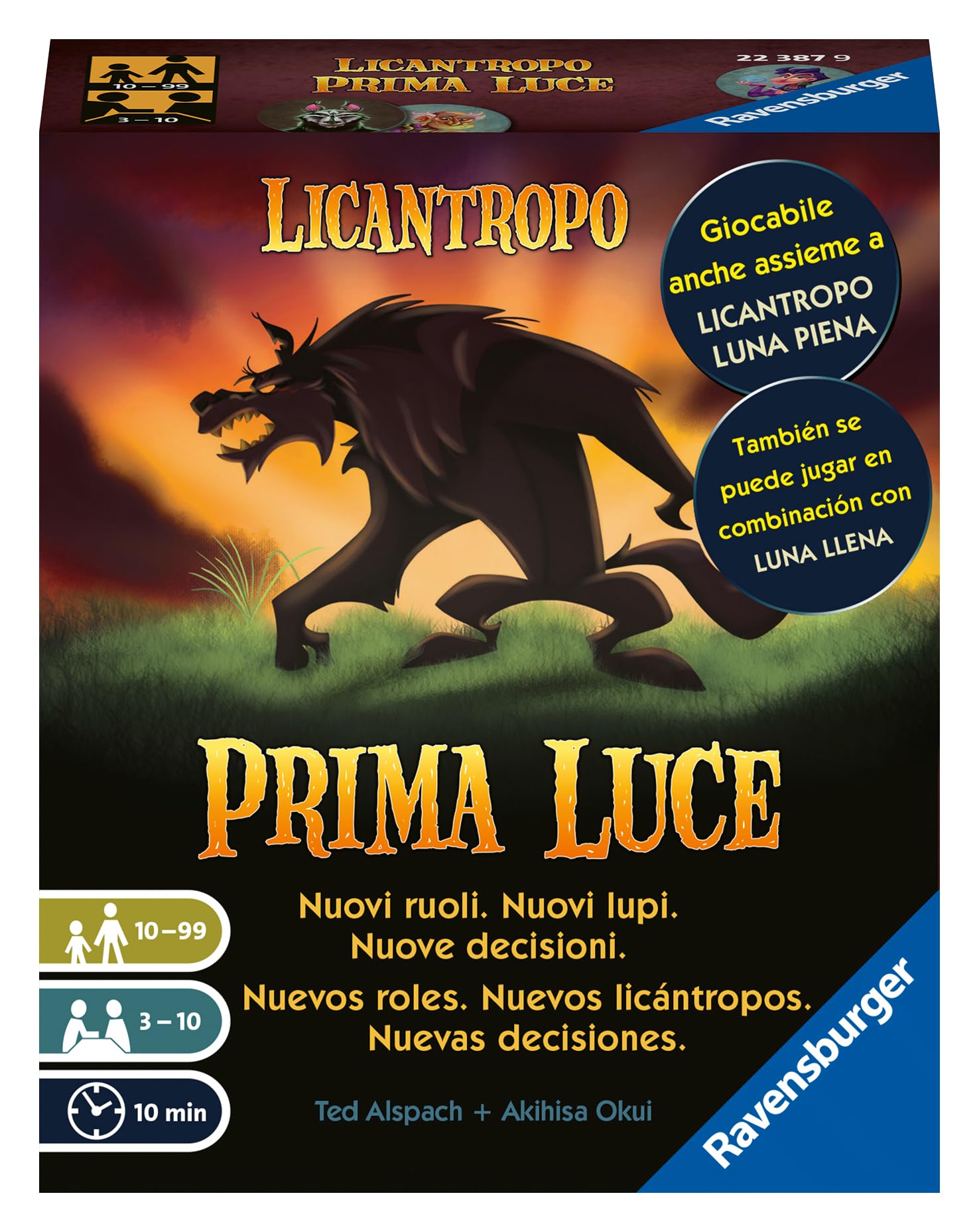 Ravensburger - Licantropo Prima Luce, Gioco di Carte per tutta la famiglia, App per Smartphone Integrata, da 3 a 10 giocatori, 9+ Anni