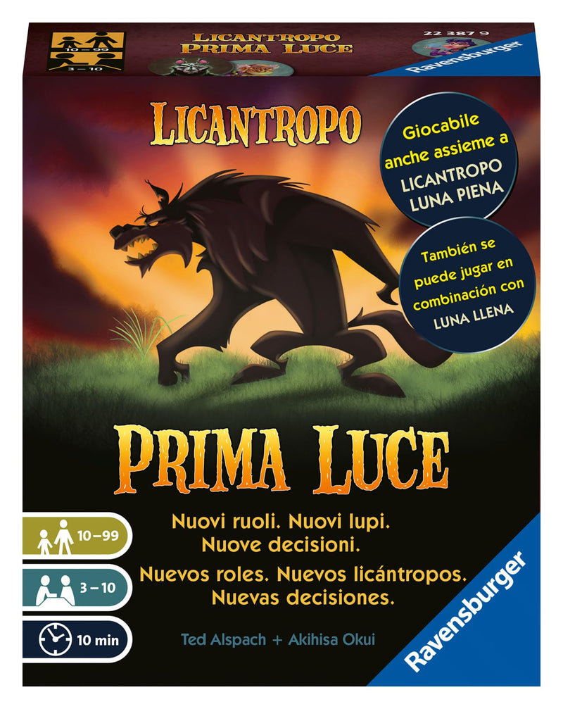 Ravensburger - Licantropo Prima Luce, Gioco di Carte per tutta la famiglia, App per Smartphone Integrata, da 3 a 10 giocatori, 9+ Anni