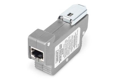 DIGITUS PoE protección contra sobretensiones - hasta 10 kV - 2X Puerto RJ45 - PoE++ - Montaje en Carril DIN - Clase de protección IP40-10/100/1000Mbps