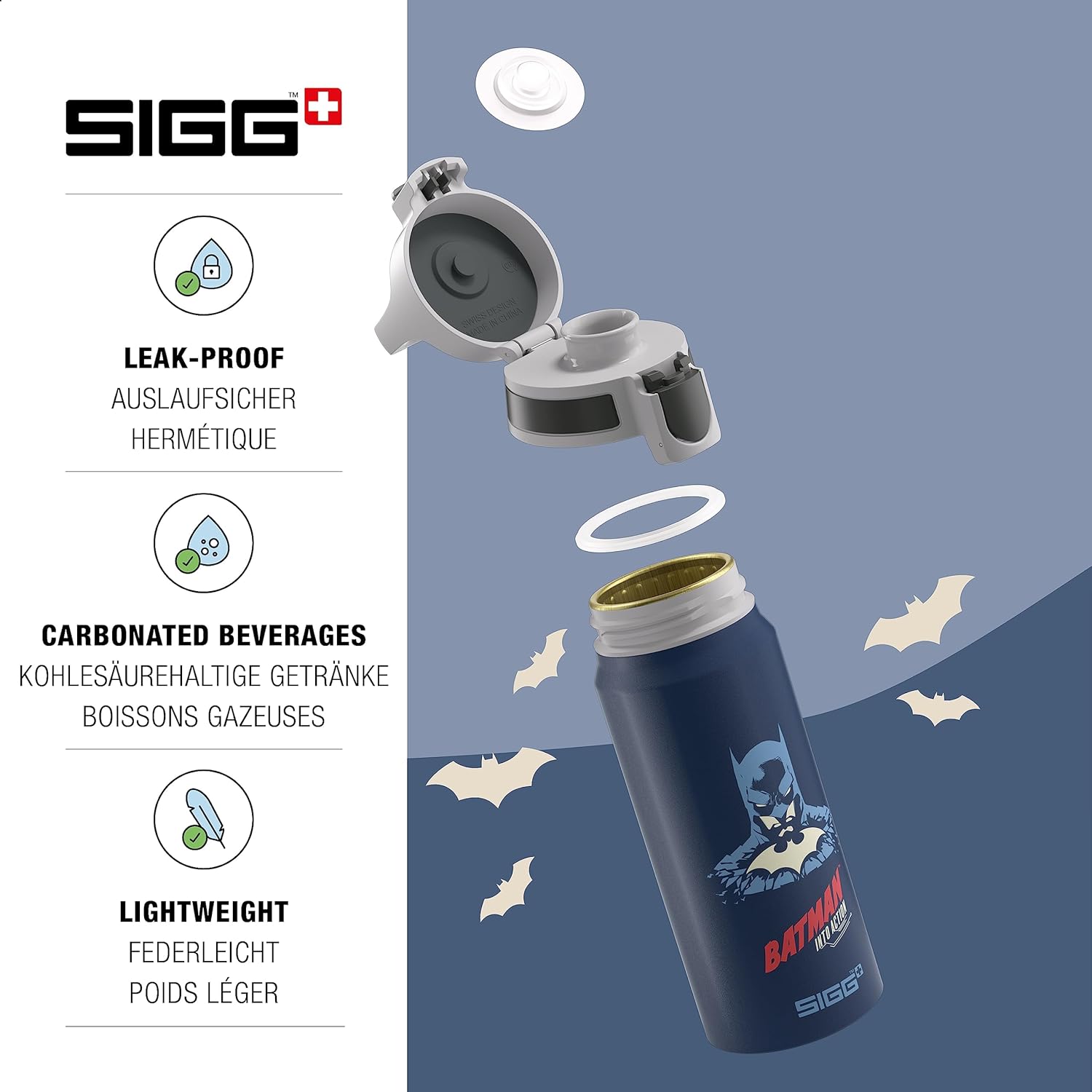 Sigg - Aluminium Kids Water Bottle - WMB ONE - Suitable For Carbonated Beverages - Leakproof - Lightweight - BPA Free - Climate Partner Certified - 0.6L