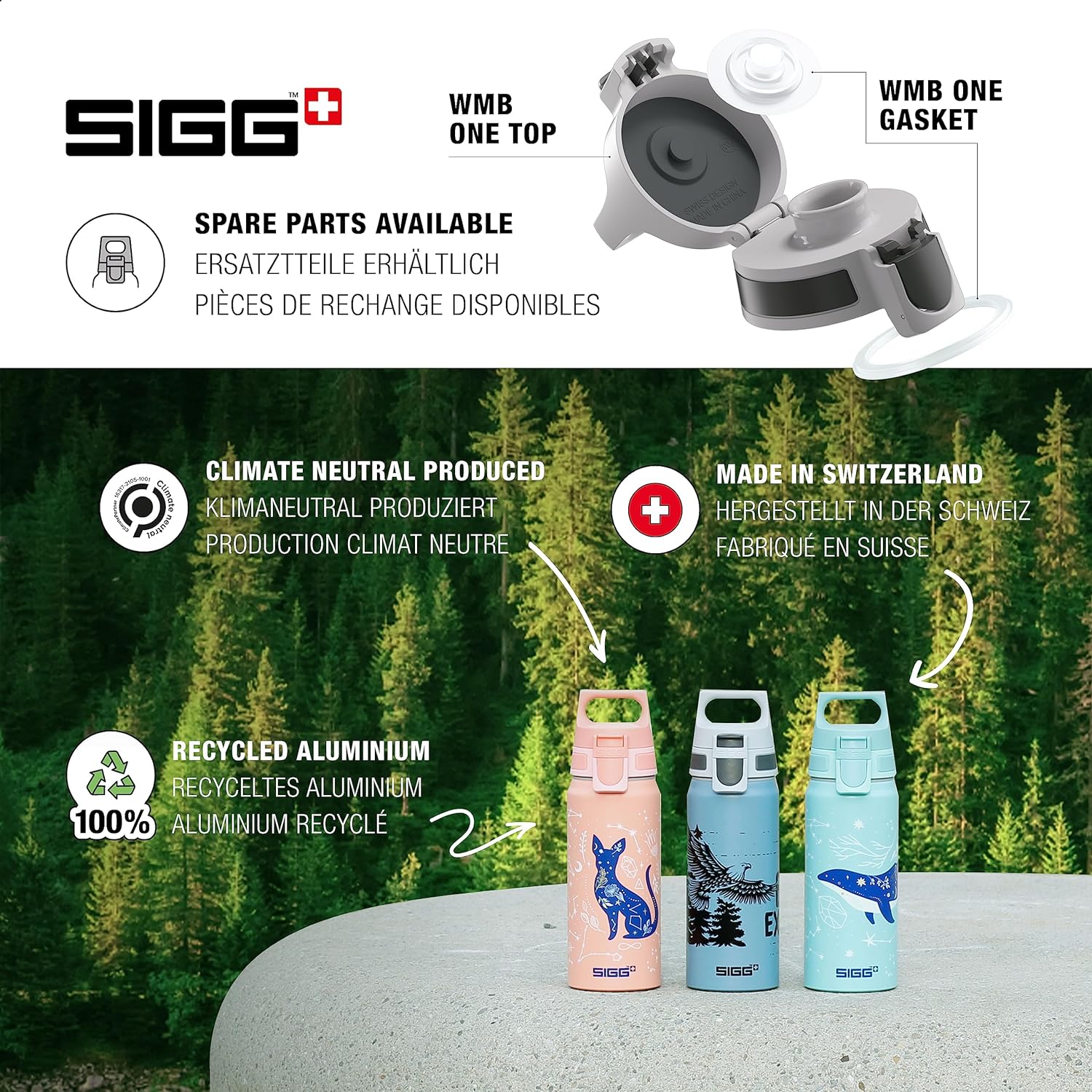 Sigg - Aluminium Kids Water Bottle - WMB ONE - Suitable For Carbonated Beverages - Leakproof - Lightweight - BPA Free - Climate Partner Certified - 0.6L