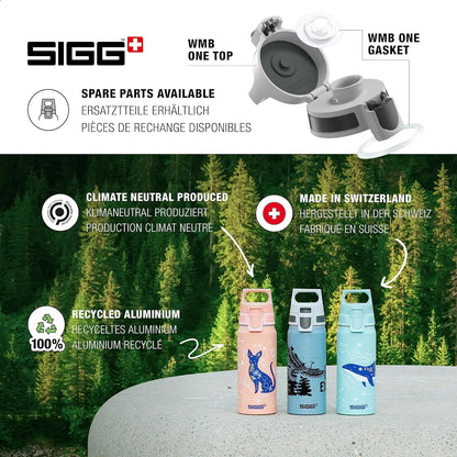 Sigg - Aluminium Kids Water Bottle - WMB ONE - Suitable For Carbonated Beverages - Leakproof - Lightweight - BPA Free - Climate Partner Certified - 0.6L