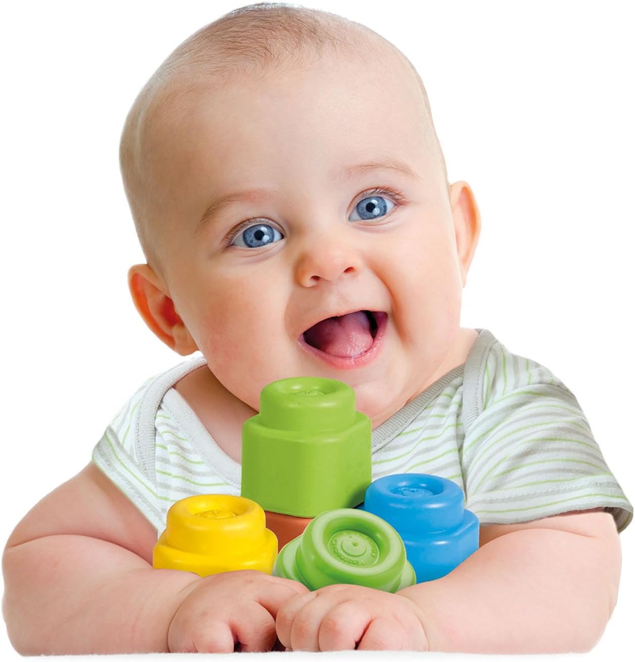 Clementoni - Soft Clemmy Bag 20 Pieces, Building Bricks, 40 Soft Toys, 100% Washable Blocks, Baby Toy 6 Months, Made In Italy (17877)