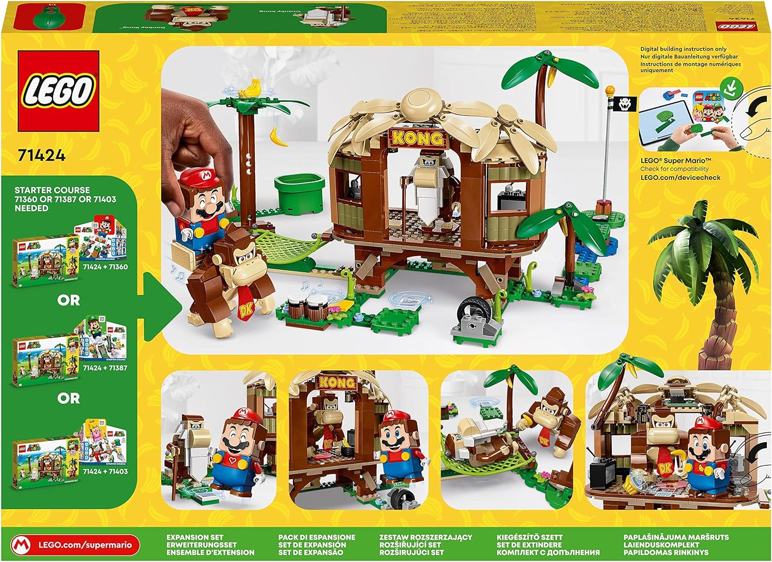 LEGO 71424 Super Mario Set de Expansión Casa del Árbol de Donkey Kong, Juguete de Construcción con 2 Figuras de Personajes para Usar con un Pack Inicial, Regalo para Niños y Niñas A Partir de 8 Años