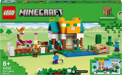 LEGO 21249 Minecraft De Crafting-box 4.0 2in1 Set, Bouw de Riviertoren of het Kattenparadijs, met Minifiguren van Personages Alex en Steve & Creeper en Zombie Mobs figuren, Cadeau voor Kinderen 21249