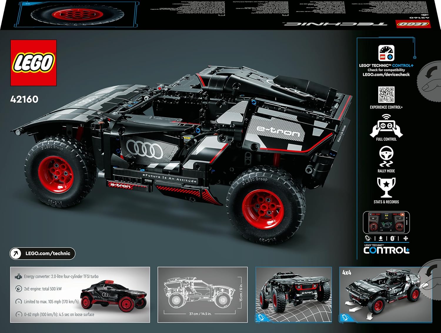 LEGO Technic Audi RS Q E-Tron, Macchina Telecomandata da Rally, Modellino di Auto Fuoristrada Dakar con App CONTROL+ da Costruire, Giocattoli per Ragazzi, Ragazze e Fan da 10 Anni, Idea Regalo 42160