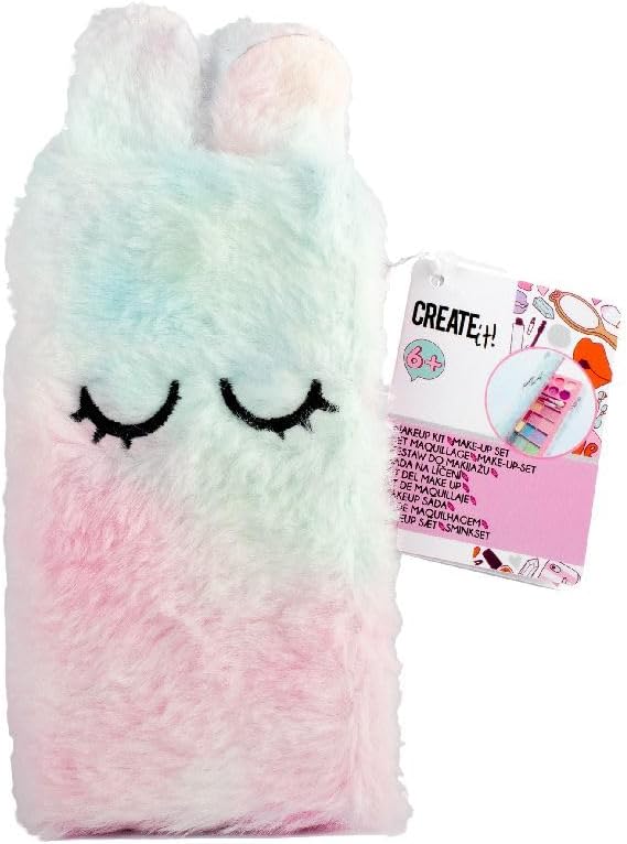 Create It! - Fluffy Makeup Case for Kids, Soft Makeup Palette - Blush, Eye Shadows and Brushes