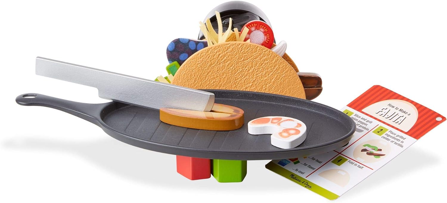 Melissa & Doug Fill & Fold Taco & Tortilla Set | Kitchen accessories | Role play | Toys for 2 year old boy | Toy kitchen | Play Food | Toy food | Pretend Play | Age +3 years | Gift for Boy or Girl Single Fill and Fold Taco
